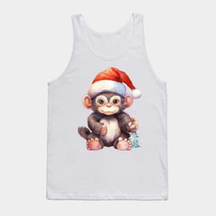 Chimpanzee in Santa Hat Tank Top